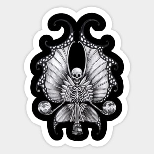 Fairy skeletons surrealist tattoo. Sticker